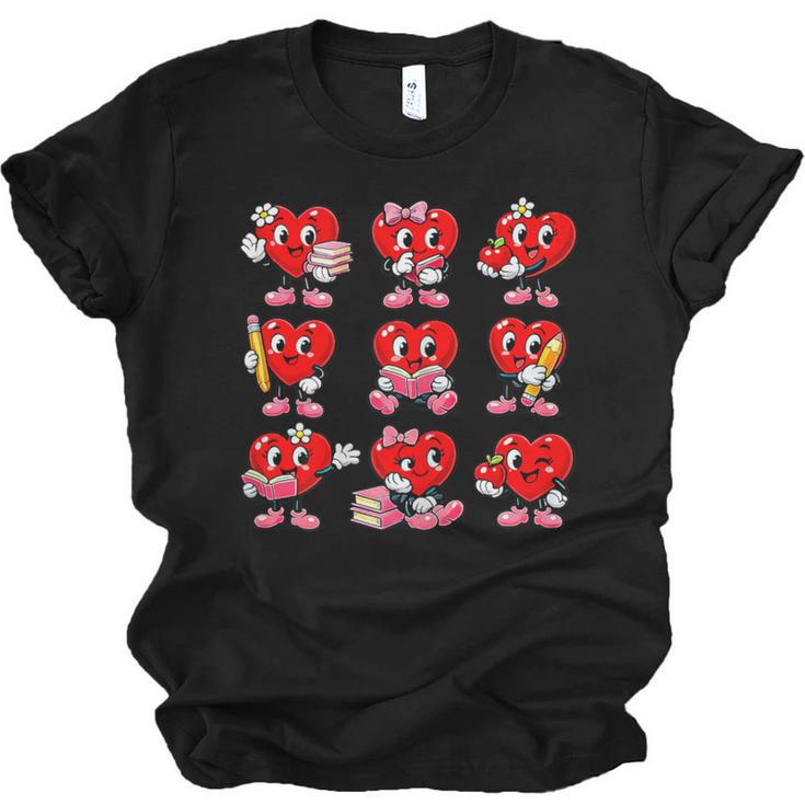 Heart Reading Books Valentine’s Day Girl And Boy Book Lovers Unisex Jersey T-Shirt