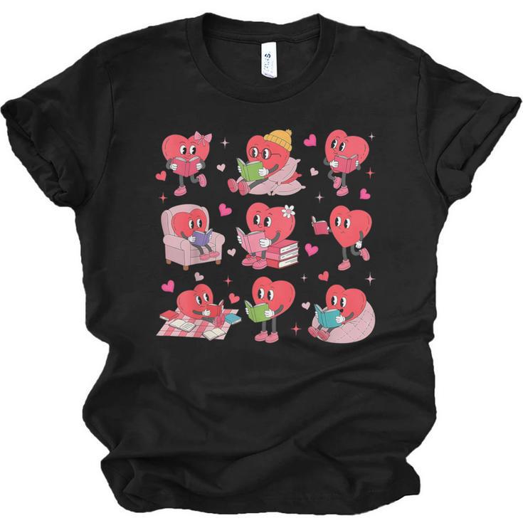 Hearts Reading Book Lovers All Booked For Valentine Unisex Jersey T-Shirt