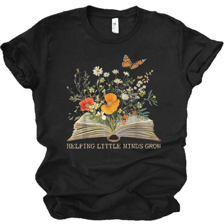 Helping Little Minds Grow Floral Book Education SPED Teacher Unisex Jersey T-Shirt