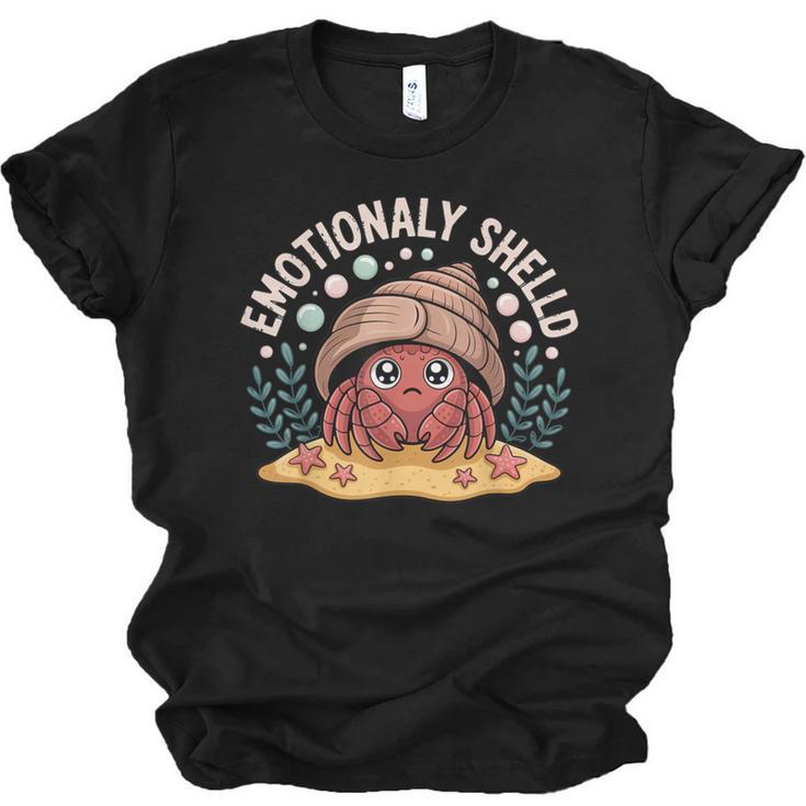Hermit Crab Saying Emotionally Shelled Introvert Humor Unisex Jersey T-Shirt