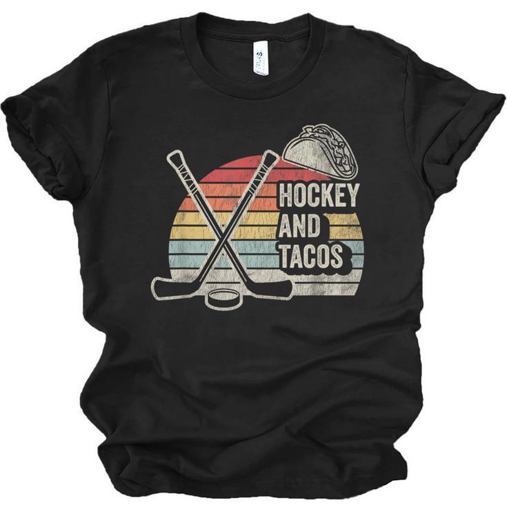 Hockey And Tacos Retro Nostalgia Lovers Unisex Jersey T-Shirt