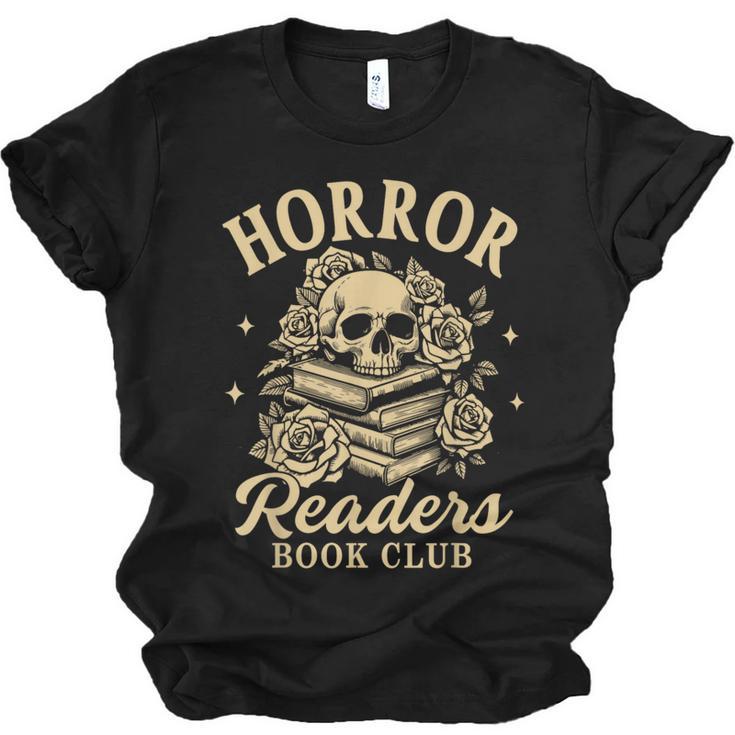 Horror Reading Spooky Vibes Bookish Horror Readers Book Club Unisex Jersey T-Shirt