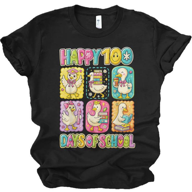 HUGvyn Happy 100 Days Of School Teacher Goose Preppy Books Unisex Jersey T-Shirt