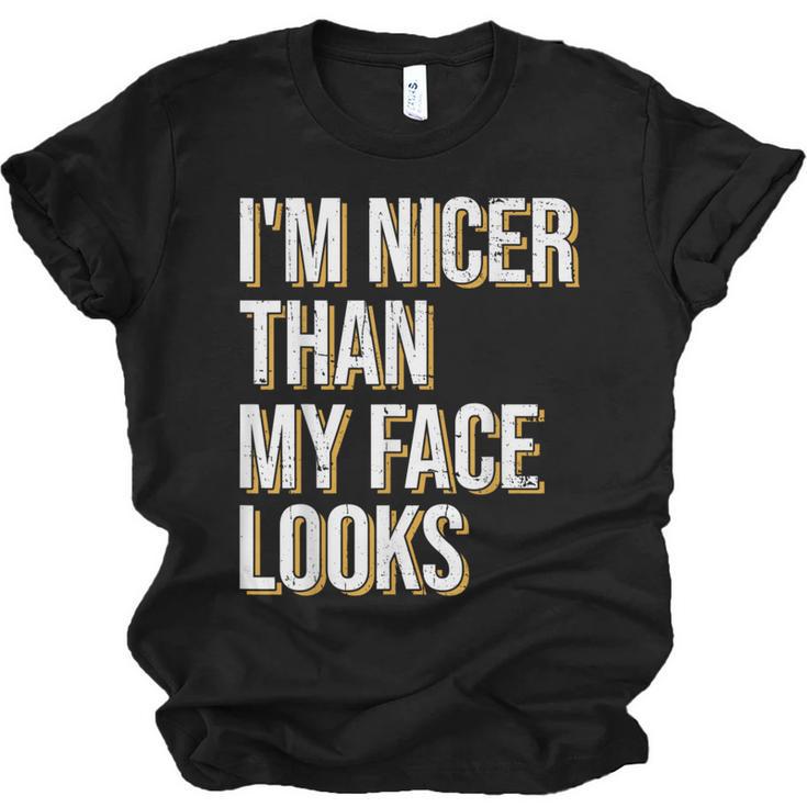 I'm Nicer Than My Face Looks Introverted Introverts Unisex Jersey T-Shirt