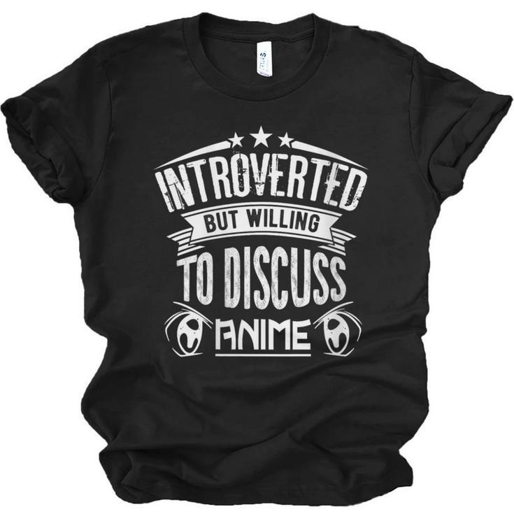Introvert Quote Introverted But Willing To Discuss Anime Unisex Jersey T-Shirt