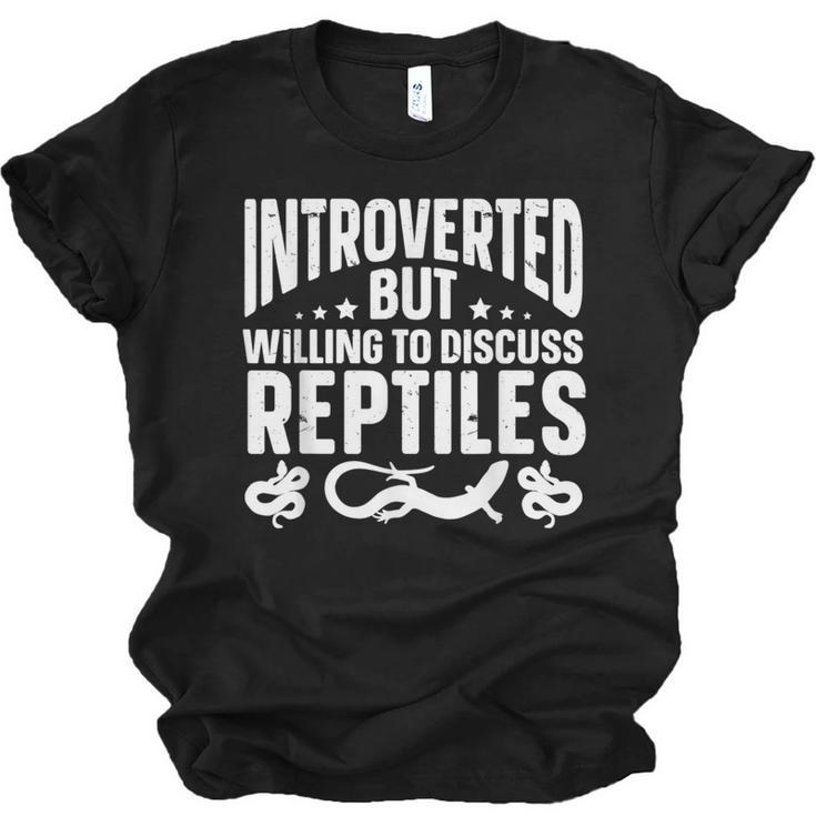 Introvert Quotes Introverted But Willing To Discuss Reptiles Unisex Jersey T-Shirt