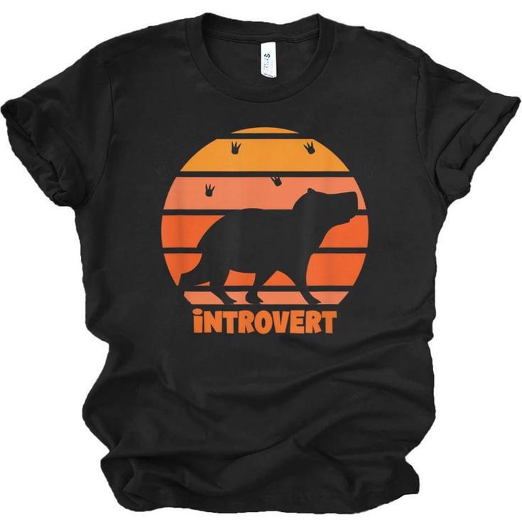 Introvert Retro Sunset Capybara Tee Unisex Jersey T-Shirt