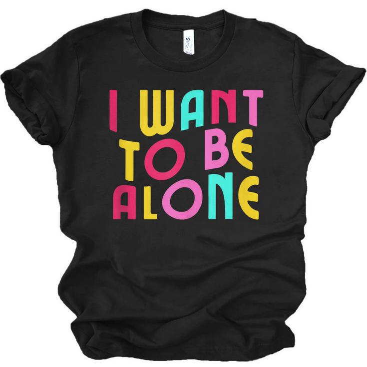 Introvert I Want To Be Alone Retro Wavy Unisex Jersey T-Shirt