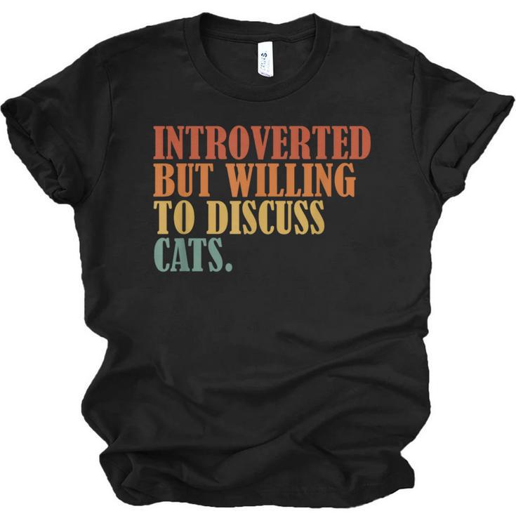 Introverted But Willing To Discuss Cats Introvert Unisex Jersey T-Shirt