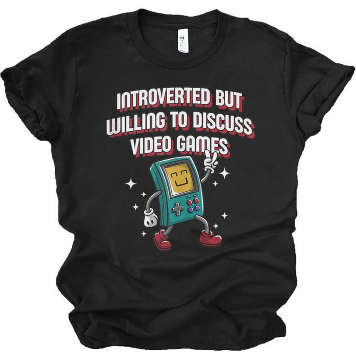 Introverted But Willing To Discuss Video Games Introvert Unisex Jersey T-Shirt