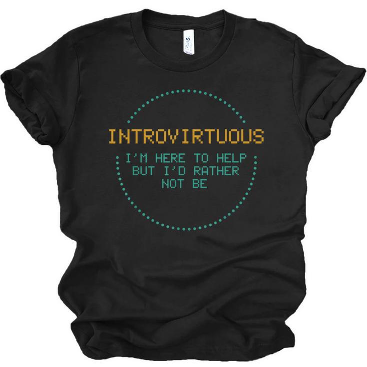 Introvirtuous Retro Pixel Funny Introvert Quote Unisex Jersey T-Shirt