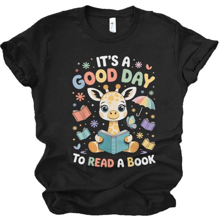 It's a Good Day To Read a Book Cute Giraffe Unisex Jersey T-Shirt