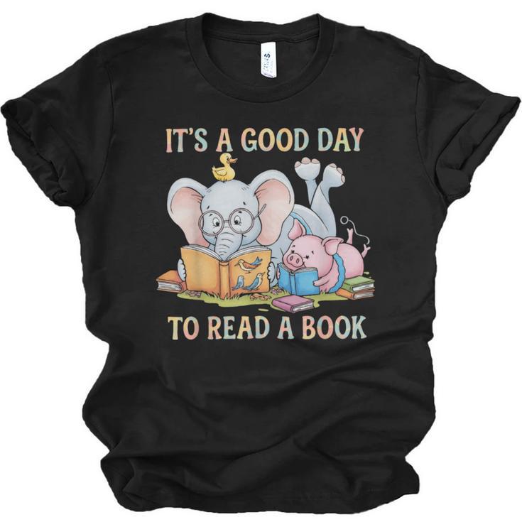 Its A Good Day To Read A Book Cute Pig & Elephant Adventure Unisex Jersey T-Shirt