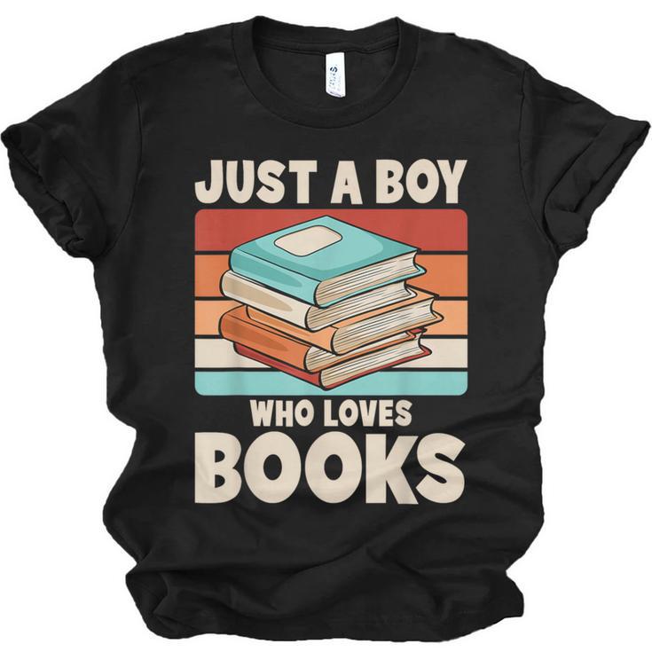 Just A Boy Who Loves Books Reading Bookworm Boys Kids Unisex Jersey T-Shirt