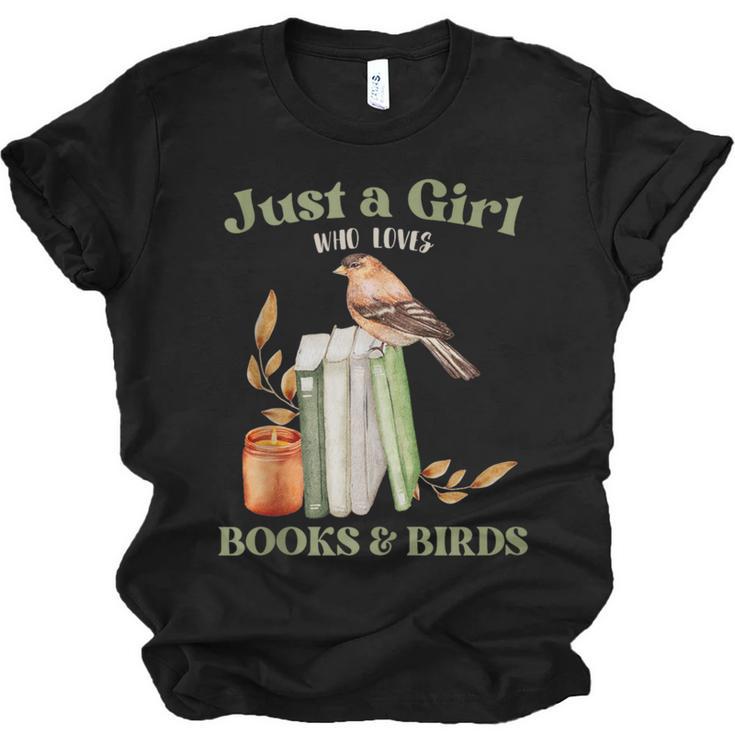 Just a Girl Who Loves Books And Birds Book Reading Bird Love Unisex Jersey T-Shirt