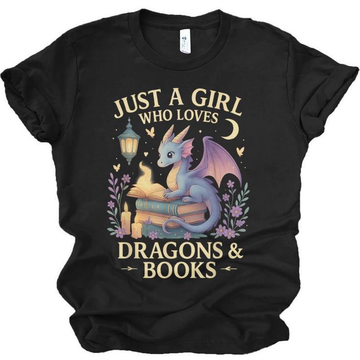 Just a Girl Who Loves Cute Dragons And Books Unisex Jersey T-Shirt