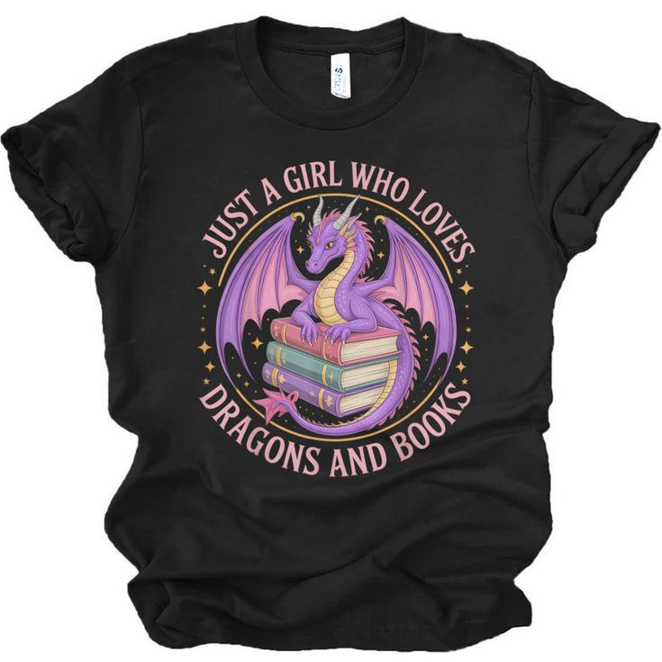 Just A Girl Who Loves Dragons And Books Fantasy Dragon Unisex Jersey T-Shirt