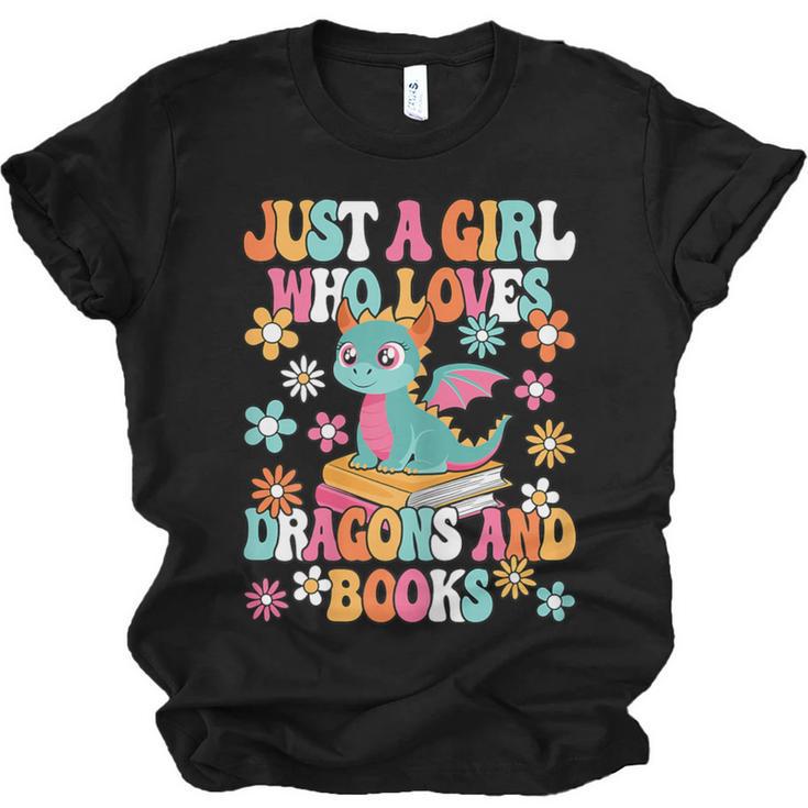 Just A Girl Who Loves Dragons And Books Reading Bookworm Unisex Jersey T-Shirt
