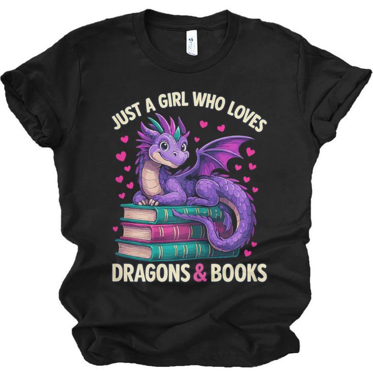 Just a Girl Who Loves Dragons And Books Reading Unisex Jersey T-Shirt