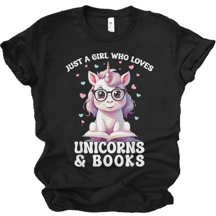 Just a Girl Who Loves Unicorns & Books Bookish Unicorn Love Unisex Jersey T-Shirt
