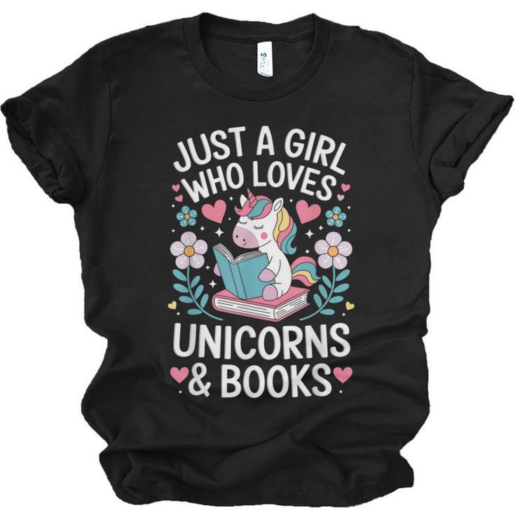 Just a Girl Who Loves Unicorns And Books Unisex Jersey T-Shirt