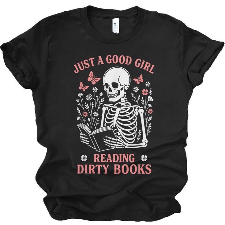 Just A Good Girl Reading Dirty Books Dark Romance Unisex Jersey T-Shirt