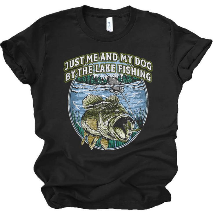 Just Let Me And My Dog By Lake Fishing Introvert Lifestyle Unisex Jersey T-Shirt