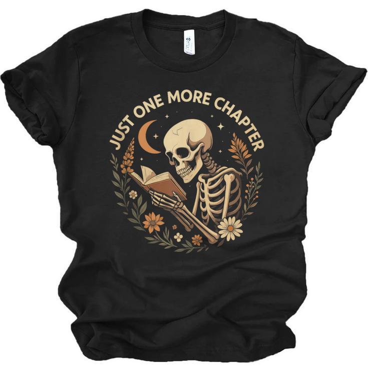 Just One More Chapter Book Lover Bookish Reading Skeleton Unisex Jersey T-Shirt