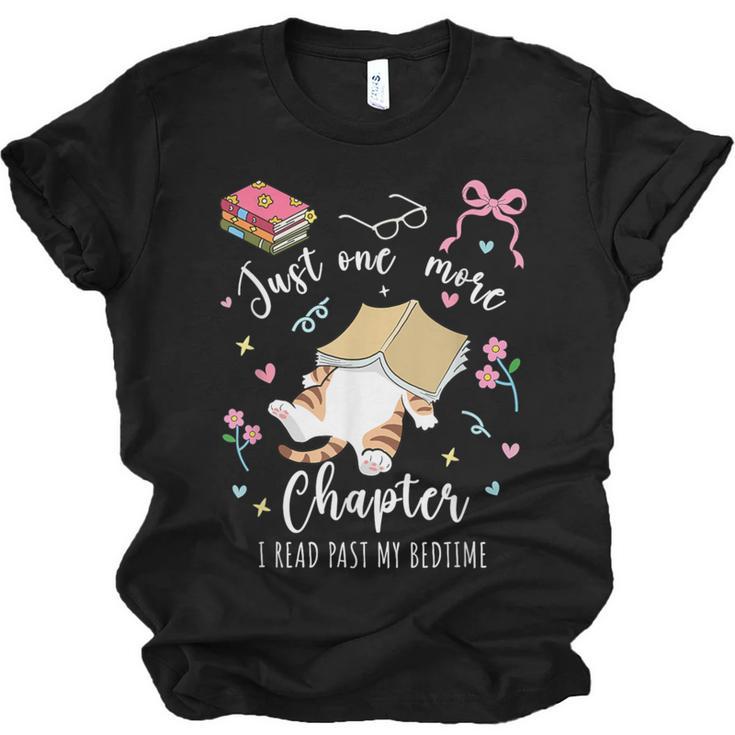Just One More Chapter I Read Past My Bedtime Cat Book Lover Unisex Jersey T-Shirt