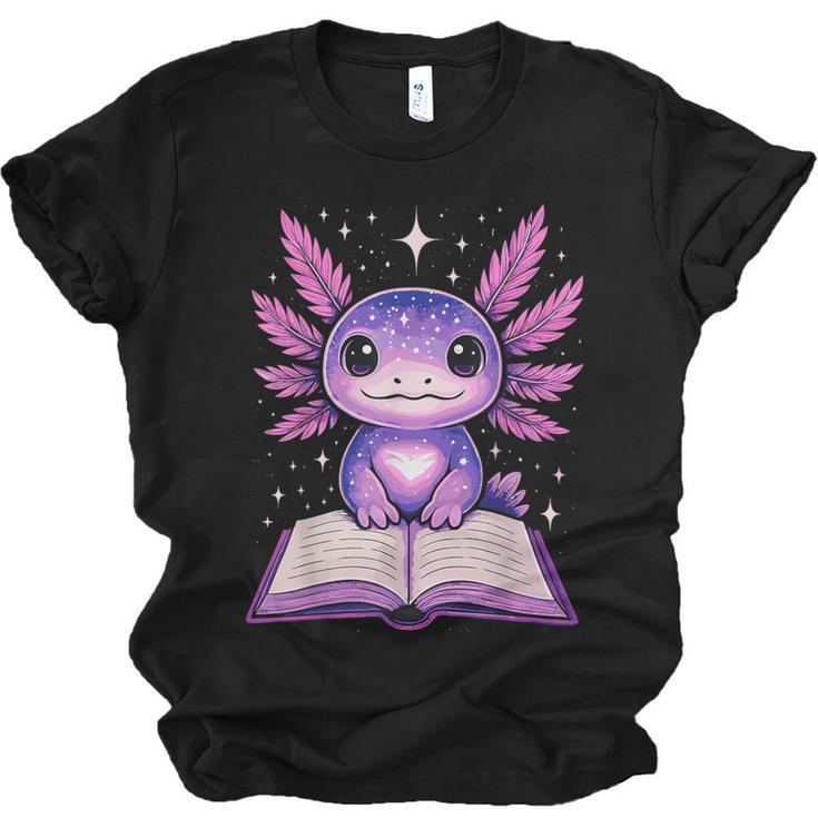 Kawaii Axolotl Cute Axolotls Reading Book Unisex Jersey T-Shirt