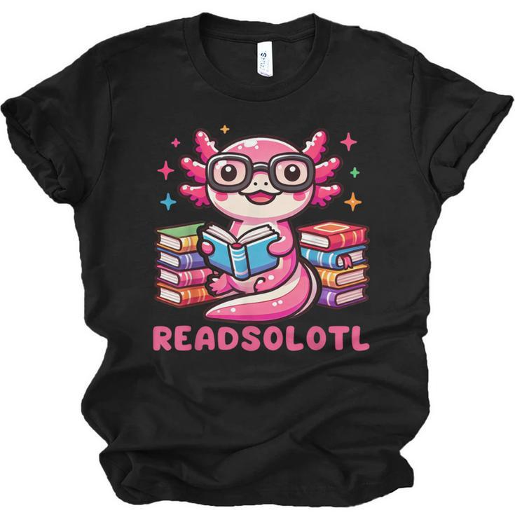 Kawaii Axolotl Readsolotl Book Lover Reading Bookworm Girls Unisex Jersey T-Shirt