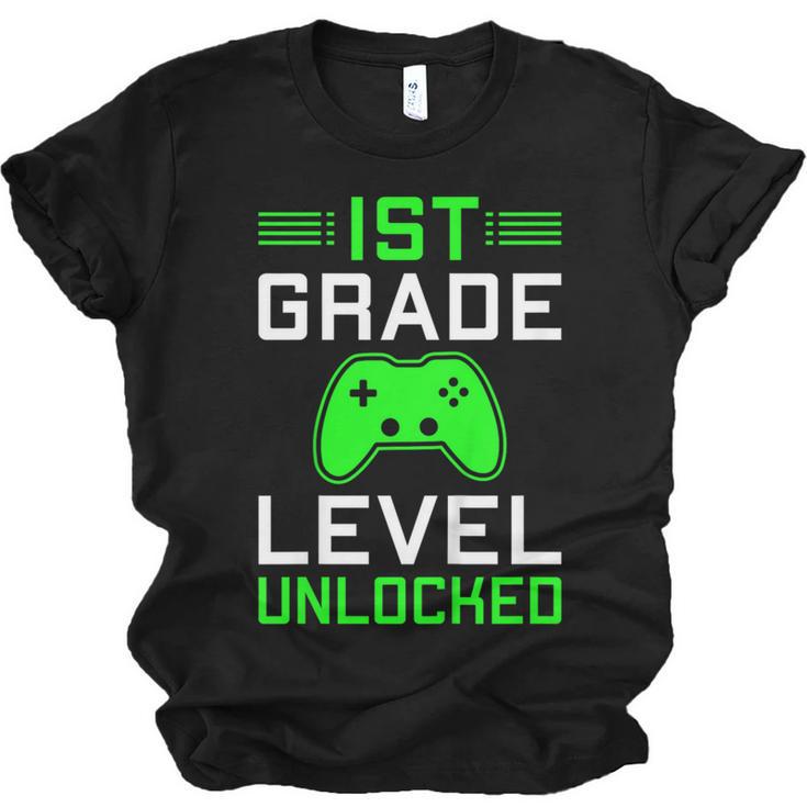 Kids 1st Grade Level Unlocked Back To School Gamer Graduation Unisex Jersey T-Shirt