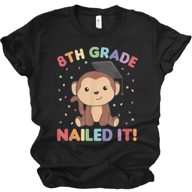Kids 8th Grade Nailed It Monkey Graduation Unisex Jersey T-Shirt