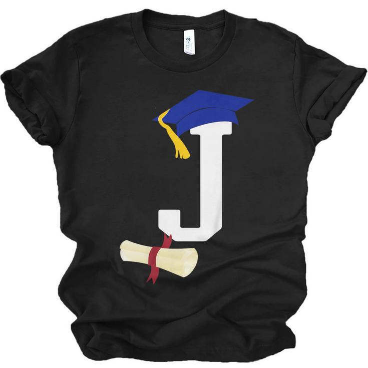 Kids Initial J Letter For Boys Preschool Graduation Kindergarten Unisex Jersey T-Shirt