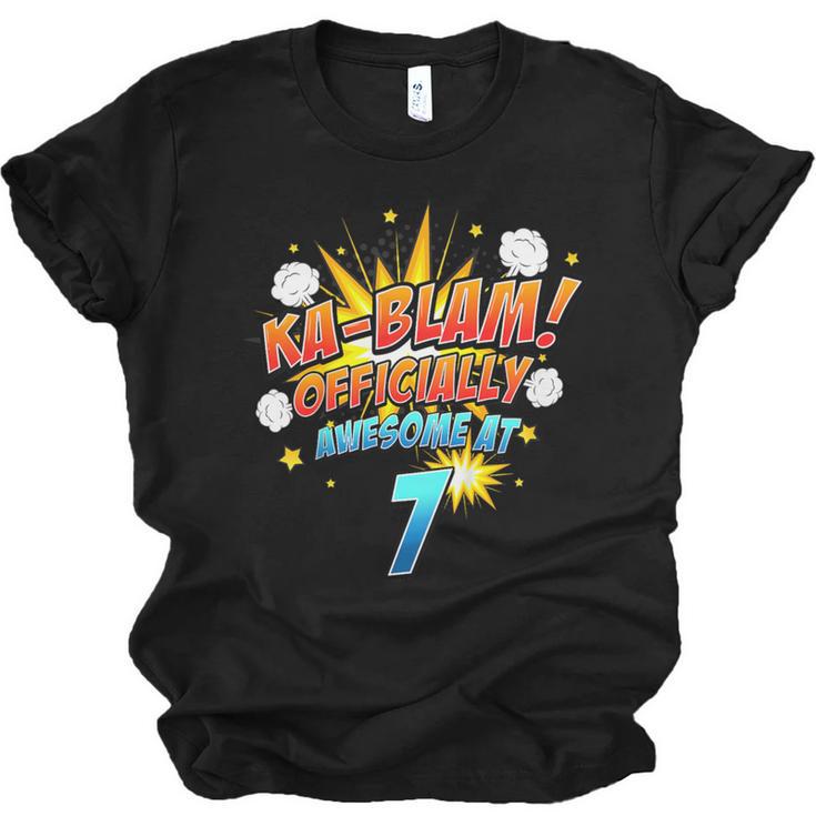 Kids Ka-Blam 7 Year Old Boys 7th Birthday Comic Book Super Hero Unisex Jersey T-Shirt