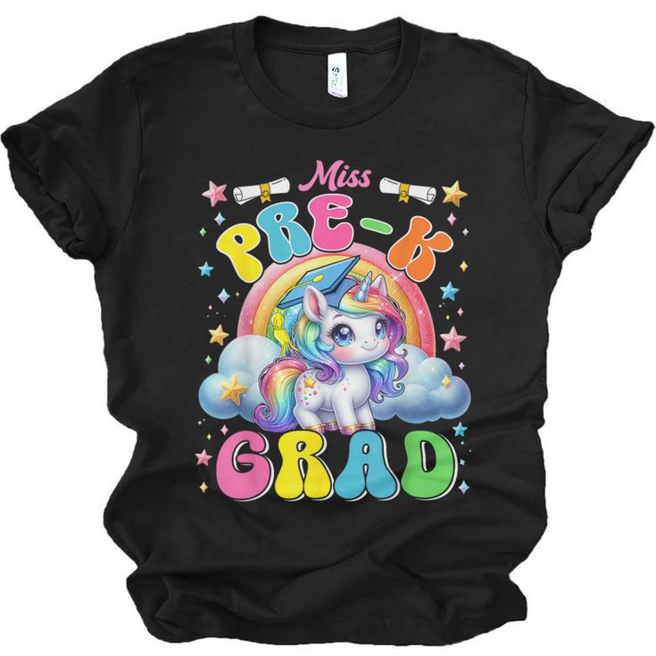 Kids Miss Pre-K Grad Graduation Cute Unicorn Rainbow Girls Unisex Jersey T-Shirt
