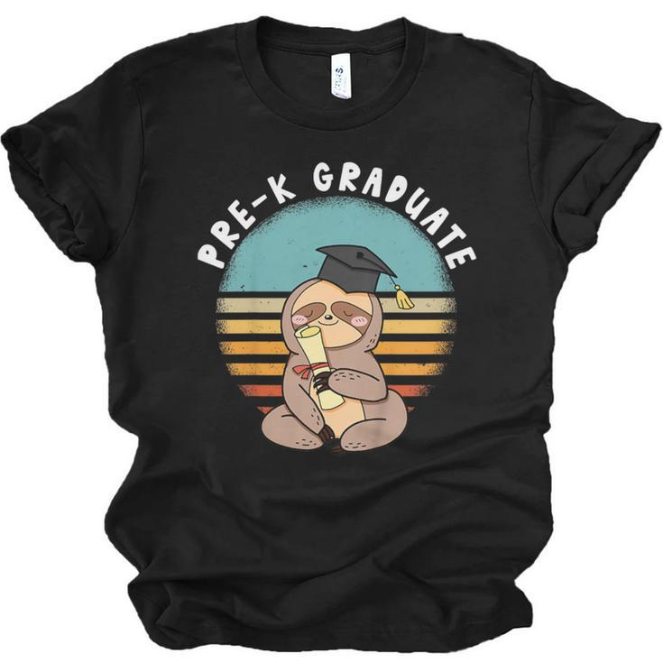 Kids Pre-K Graduate Sloth Cap And Gown Cute Preschool Graduation Unisex Jersey T-Shirt