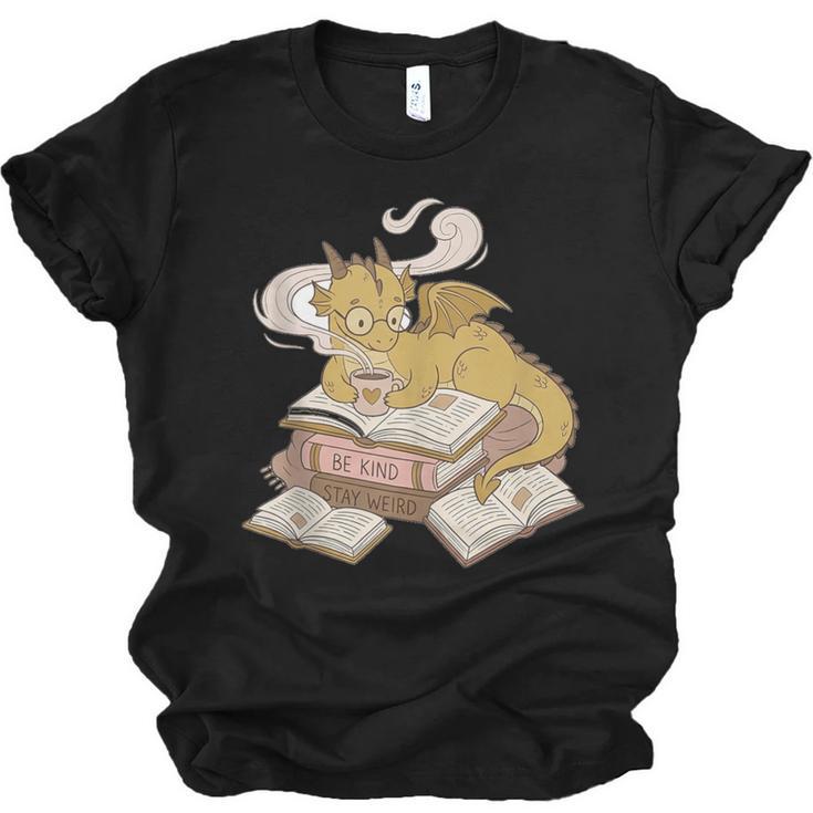 Be Kind Stay Weird Read Books Cute Dragon Unisex Jersey T-Shirt