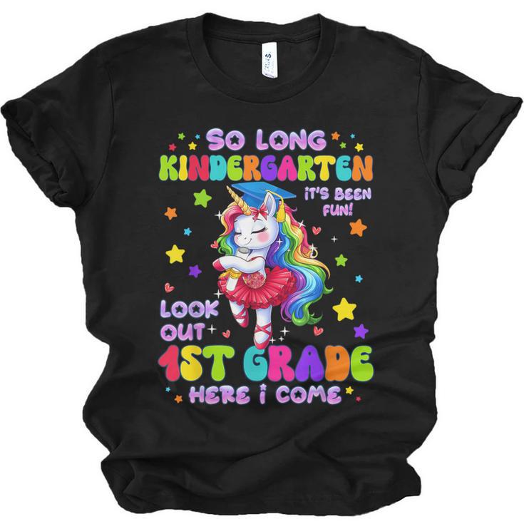 Kindergarten Graduation 2025 Graduate Girls Unicorn 1st Grad Unisex Jersey T-Shirt