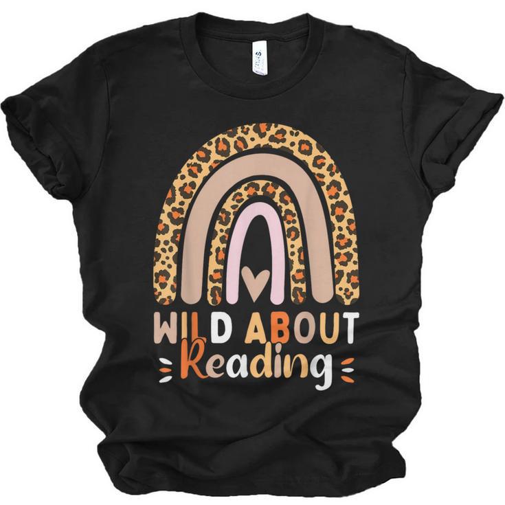 Leopard Teacher Wild About Reading Books Reader Librarian Unisex Jersey T-Shirt