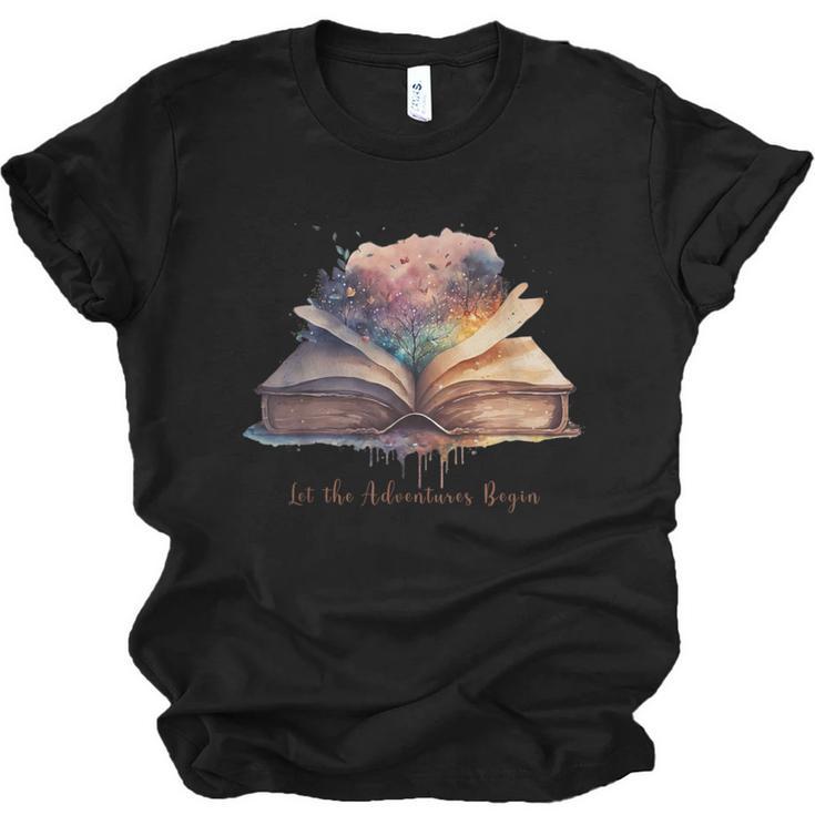 Let The Adventures Begin Book Lovers Magical Whimsical Art Unisex Jersey T-Shirt