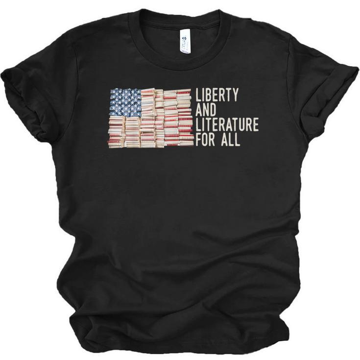 Liberty And Literature For All Reading USA Book Lover Unisex Jersey T-Shirt