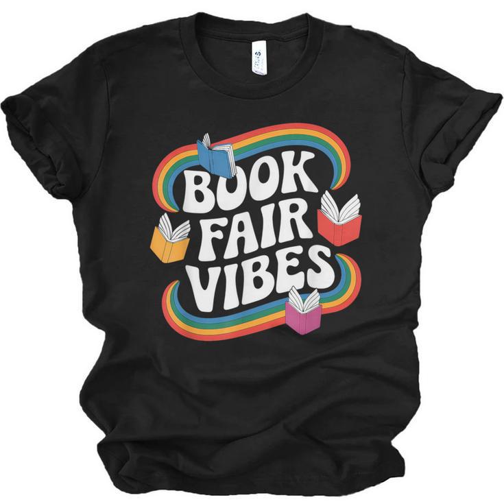 Library Book Fair Vibe Groovy Retro School Reading Nostalgic Unisex Jersey T-Shirt