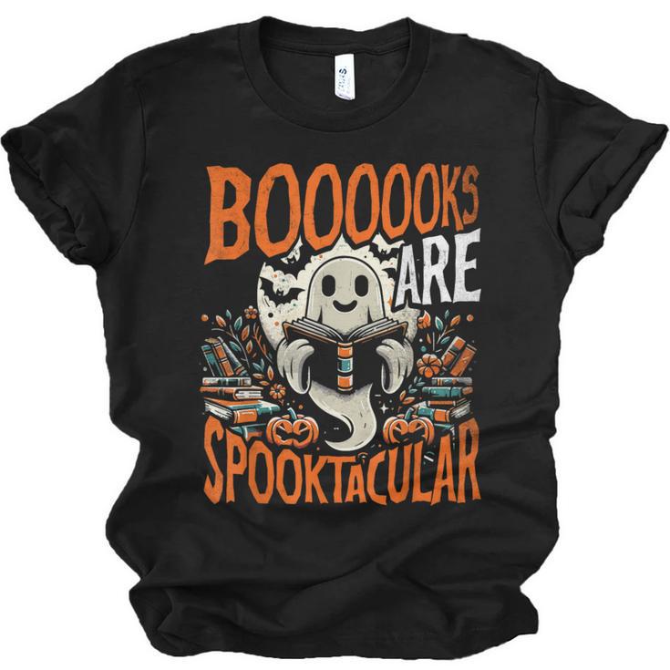 Library Halloween Book Lover Ghost With Books Unisex Jersey T-Shirt