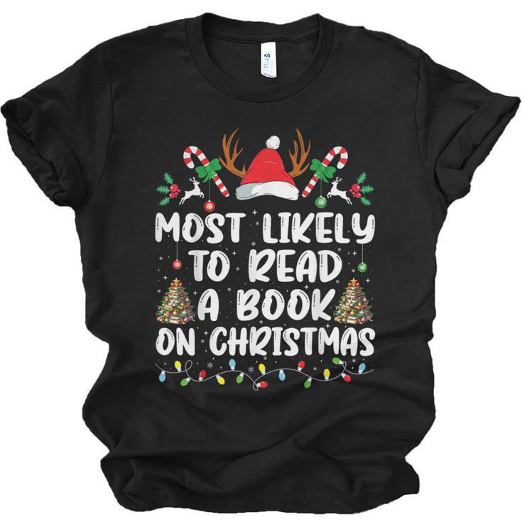 Most Likely To Read A Book On Christmas Matching Family Unisex Jersey T-Shirt