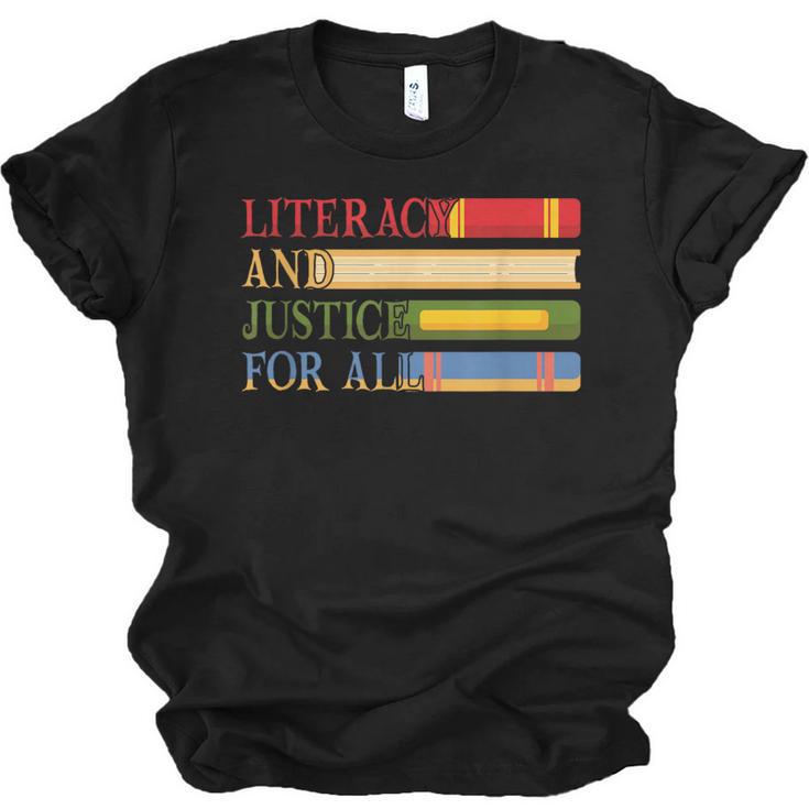 Literacy And Justice For All Reading Book Club Librarian Unisex Jersey T-Shirt