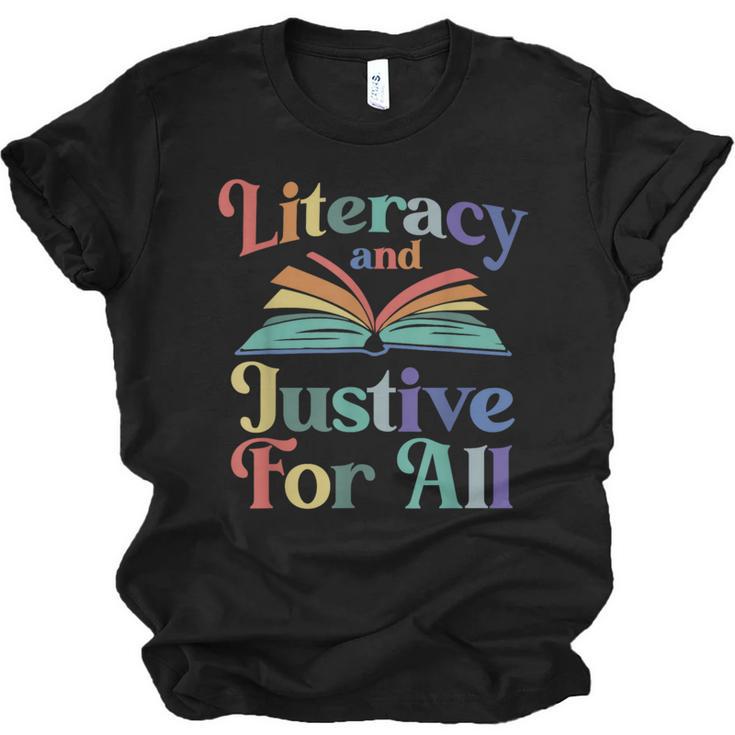 Literacy Justice For All Stop Book Banning Protect Librarian Unisex Jersey T-Shirt