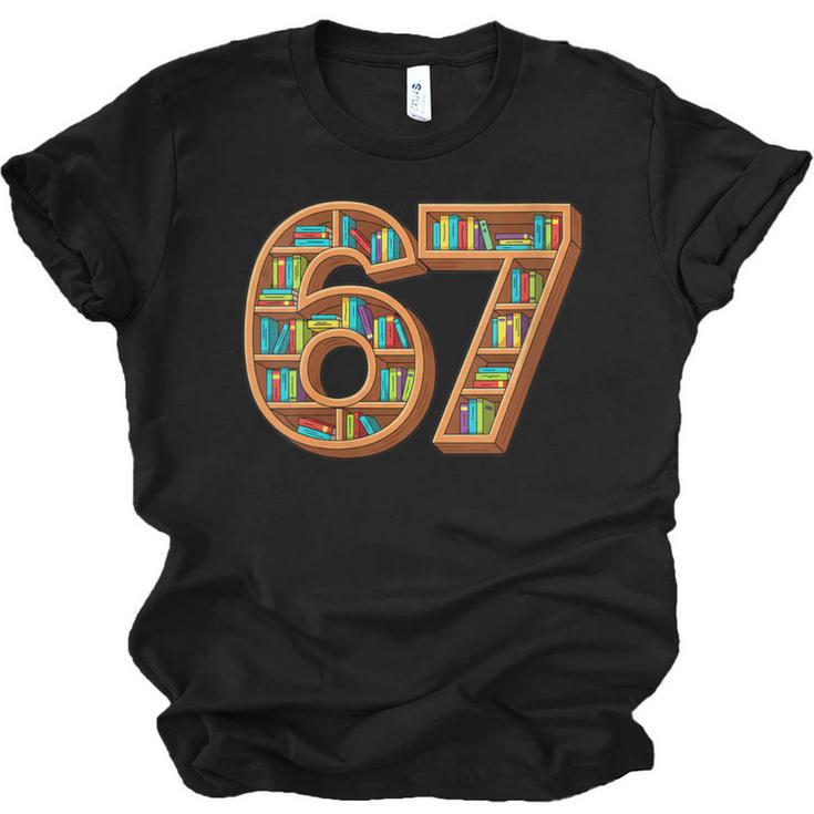 Literary 67 Bookshelf Six Seven Reading Meme Unisex Jersey T-Shirt
