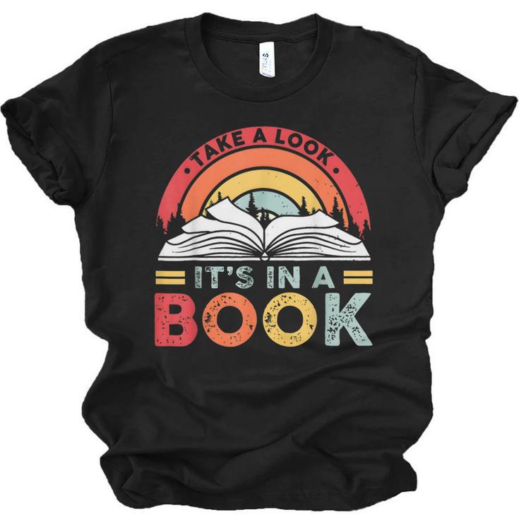 Take A Look It's In A Book Reading Book Vintage Rainbow Unisex Jersey T-Shirt