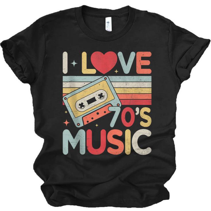 I Love 70's Music Retro Style Nostalgia Cassette 1970s Party Unisex Jersey T-Shirt